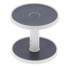 Étagère à épices à plateau tournant à deux niveaux – Gris/Blanc, 16–24 cm