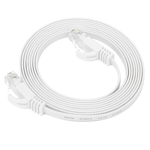 Câble Ethernet CAT6 plat de 2 m, 8 conducteurs, cuivre, noir