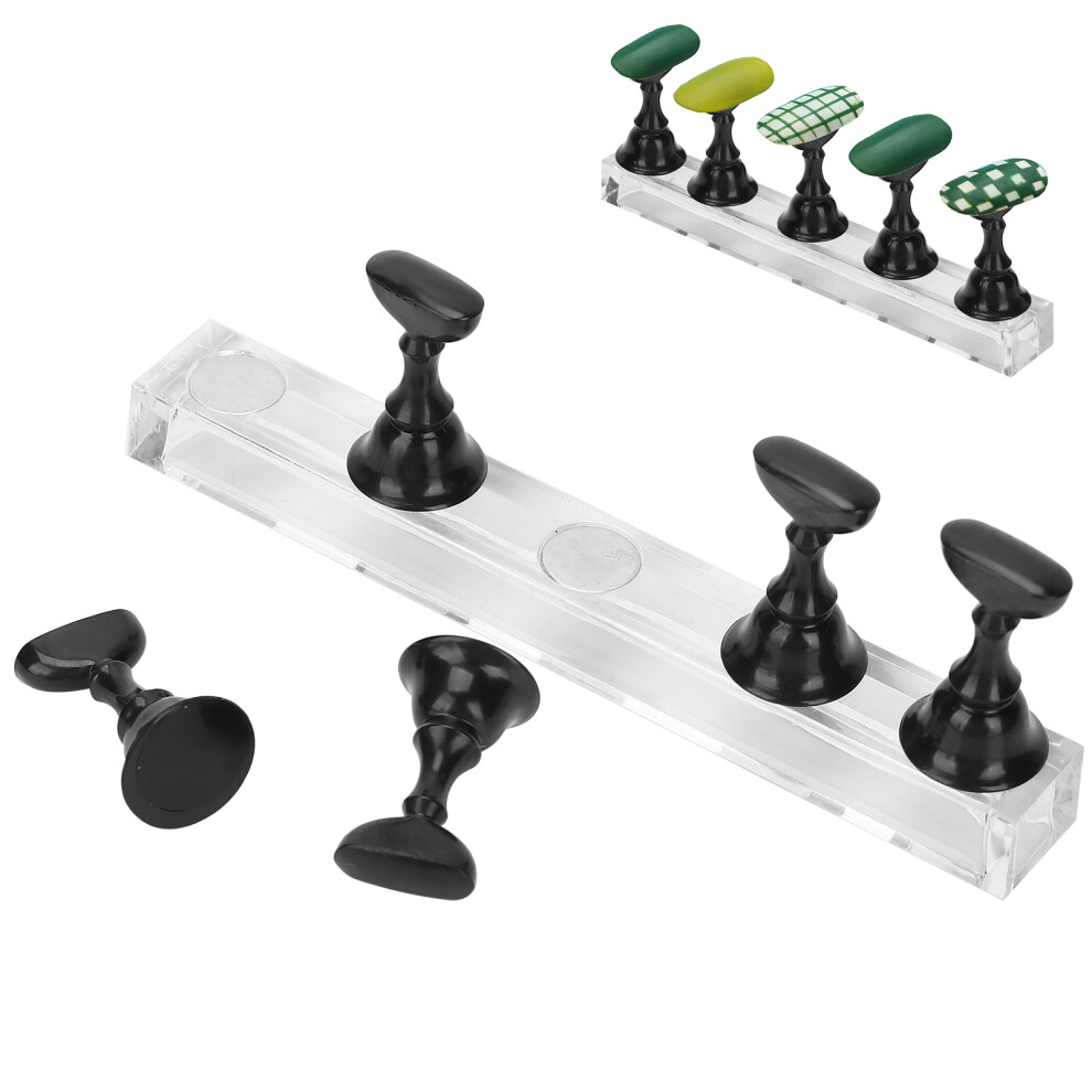 Nail Art Display Practice Stand Magnetic Nail Fingernail Tip Holder Manicure Set ToolBlack