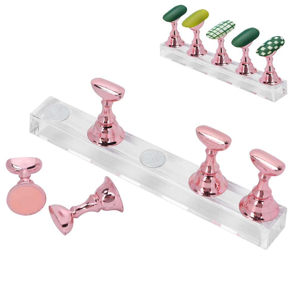 Nail Art Display Practice Stand Magnetic Nail Fingernail Tip Holder Manicure Set ToolRose Pink