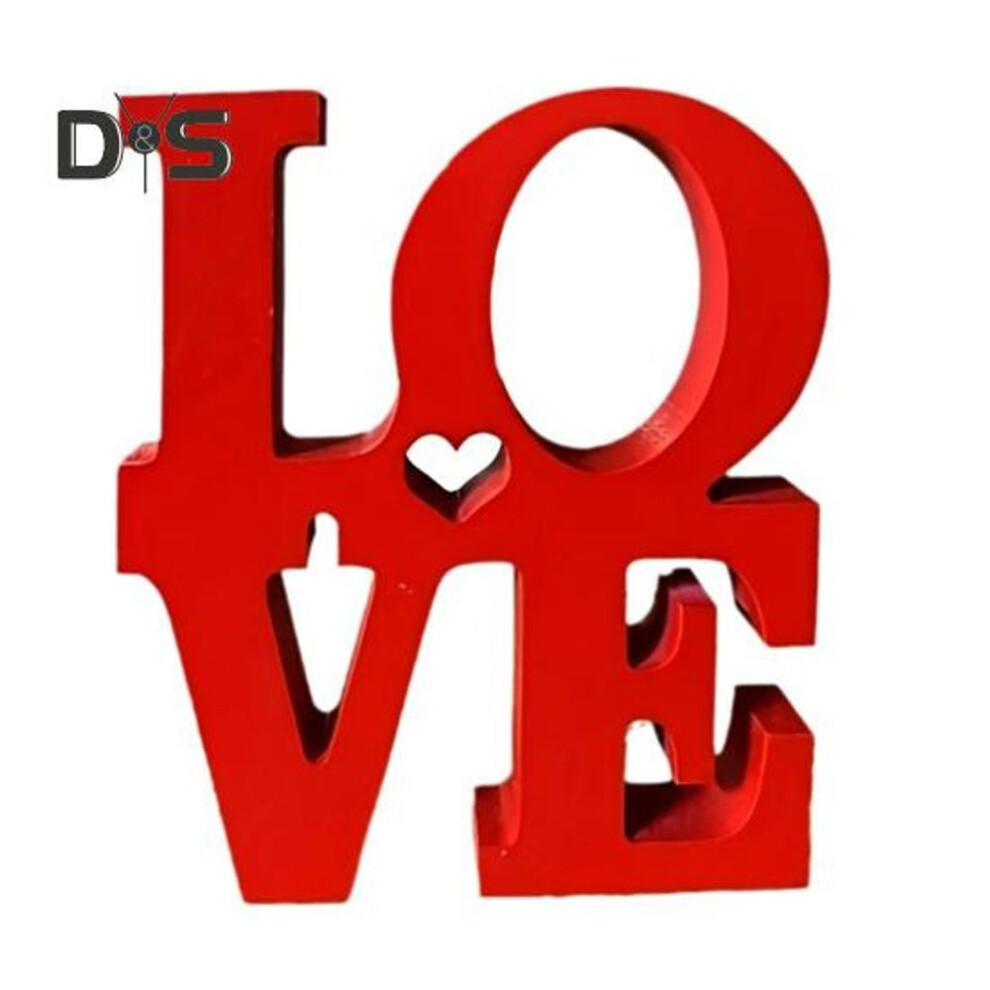 Valentine's Day Love Table Sign Wooden Love Letter Desktop Decoration Home Office Red Love Block Home Party Wedding Anniversary Ornament