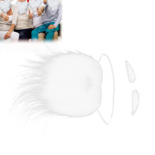 Set di barba di Babbo Natale, baffi bianchi in flanella, 3 pezzi