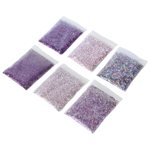 Remplissage en verre concassé : éclats irréguliers, rose/violet
