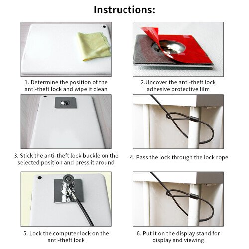 Laptop Lock AntiTheft Galvanized Environmental Protection Computer Security Cable with Lock Base for OS X Lenovo/Asus 2