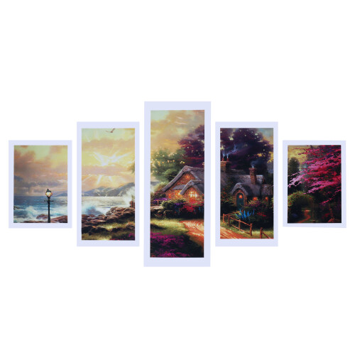 5 pezzi di tela senza cornice casetta di campagna 85,5x35 cm 1