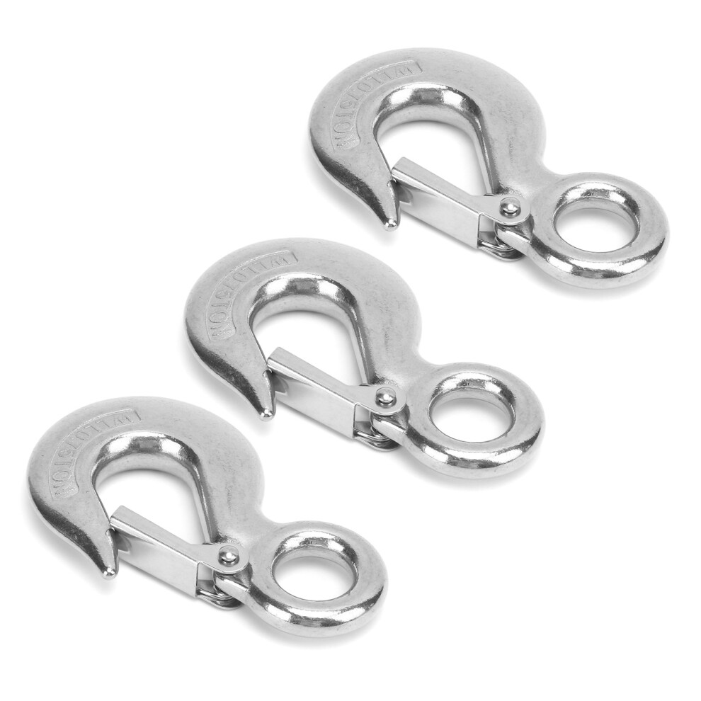 3Pcs Eye Slip Hook With Safety Latch Stainless Steel Marine Lifting Eye Hoist Sling Hook0.75t 5051322604259