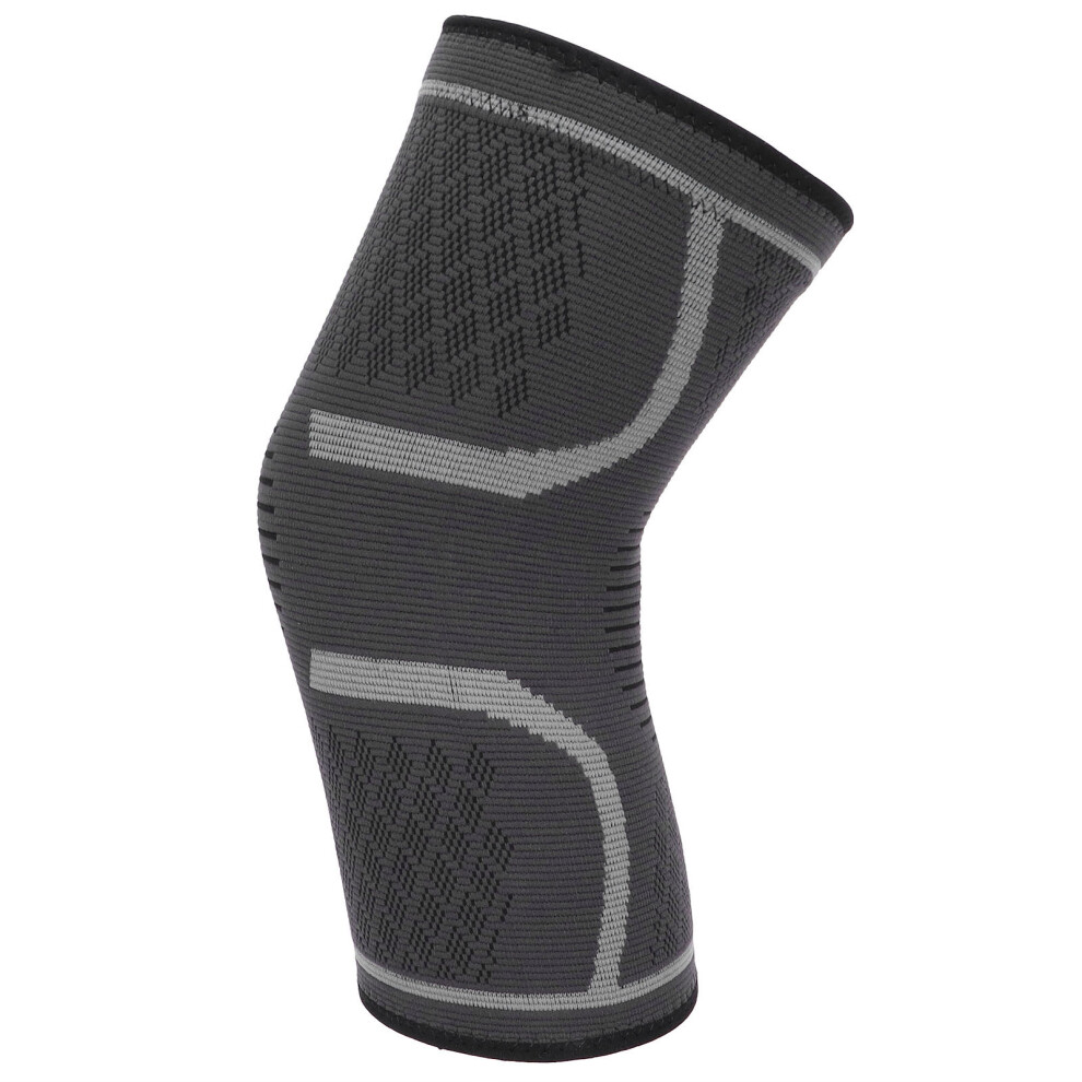 Grey Knee Compression Sleeves Support Nylon Breathable Nonslip Protection Knee Brace(L )