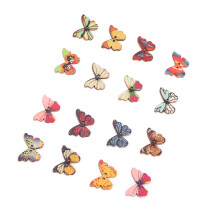 Pulsanti in legno a forma di farfalla, 200 pezzi, colori assortiti