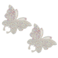 Adesivo con strass a forma di farfalla, colore AB, 2 pezzi