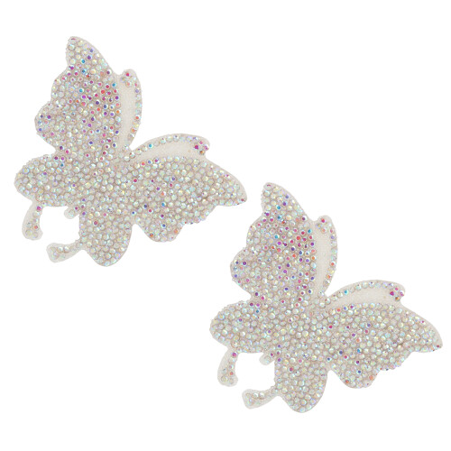 Adesivo con strass a forma di farfalla, colore AB, 2 pezzi