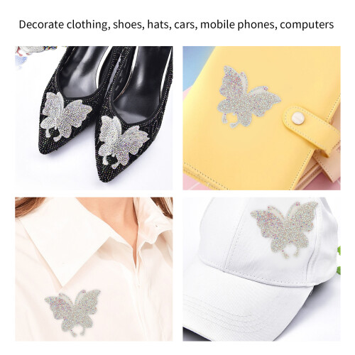 Adesivo con strass a forma di farfalla, colore AB, 2 pezzi 2