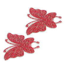 Autocollant Papillon Cristal Rouge 2 Pièces Adhésif