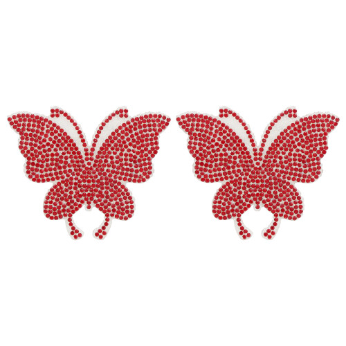 Autocollant Papillon Cristal Rouge 2 Pièces Adhésif 1
