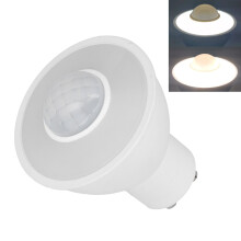 Lampadina LED GU10 da 5 W con rilevamento di presenza a infrarossi, 5x6 cm, bianca