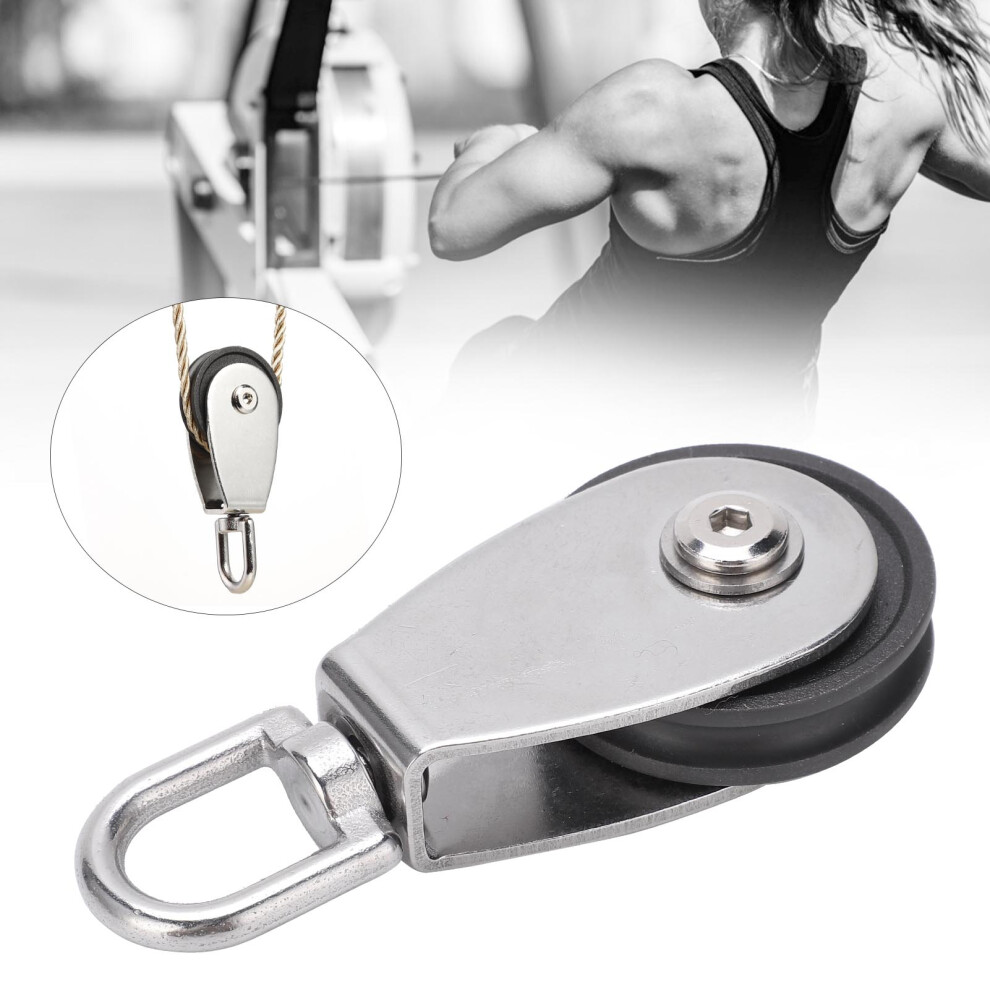 Stainless Steel Shell Dual Bearings Mute Pulley Block Nylon Wheel Groove 360 Degree Rotation 7661322609017