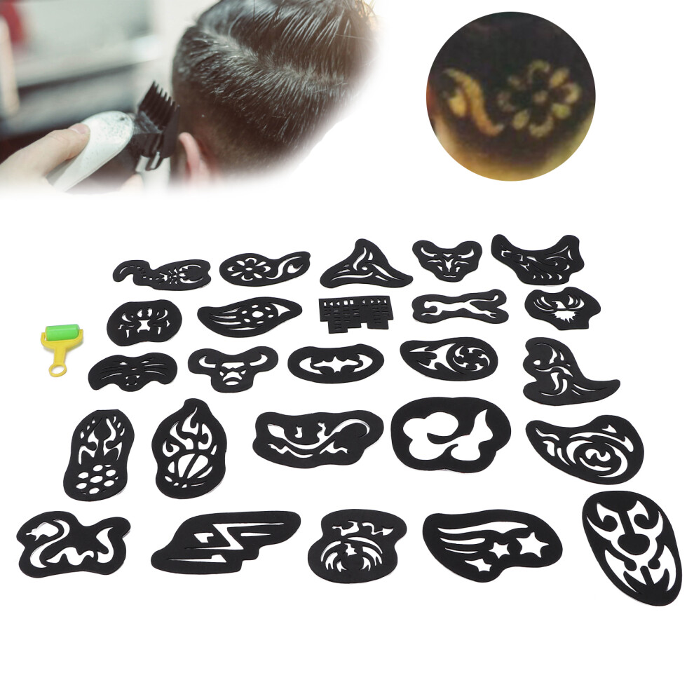 25pcs Tattoo Stencils Hair Tattoo Template Hair Coloring Shaping Mold Tool for Barber