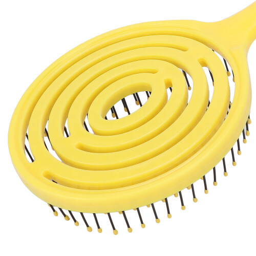 Spazzola districante per capelli ricci a testa rotonda, gialla 2