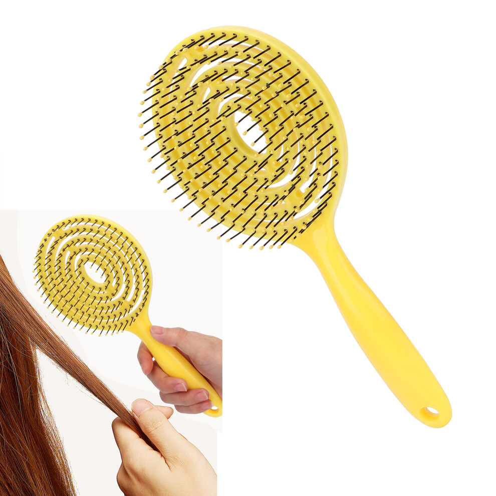 Unisex Hair Detangling Brush Salon Round Head Straightenning Detangler Brush Comb For Curly Hairyellow