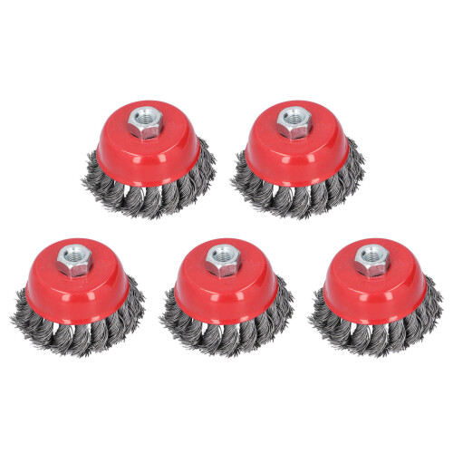 5 pièces brosse cup torsadée à fils rouges M10 7,5 cm 1
