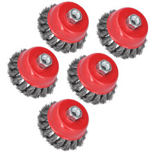 5Pcs Wire Wheel Rust Removal Steel Twisted Cup Brush Polishing Cleaning Accessories M10 Thread