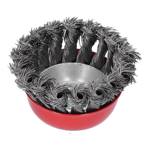 5 pièces brosse cup torsadée à fils rouges M10 7,5 cm 2