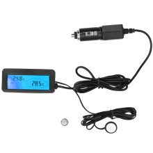 Mini Thermometer Electronic Temperature Meter with LCD Display DC12V for Car Indoor OutdoorBlue