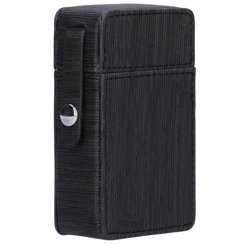 Custodia per sigarette in PU nera a righe 10,4x6x3 cm 1