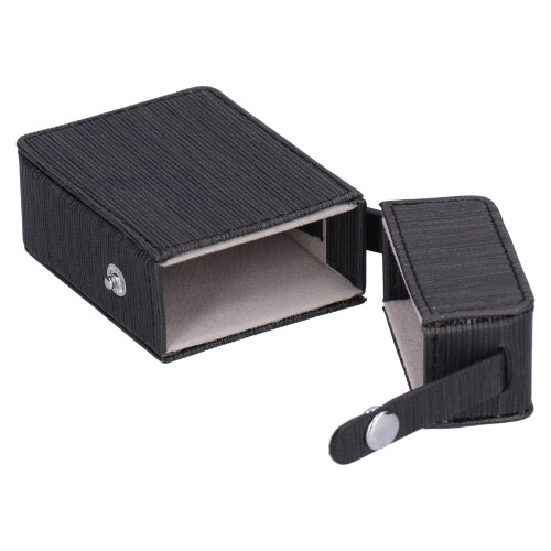 Custodia per sigarette in PU nera a righe 10,4x6x3 cm