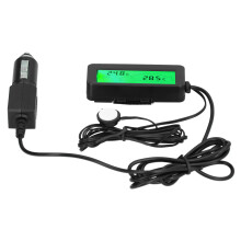Mini Thermometer Electronic Temperature Meter with LCD Display DC12V for Car Indoor OutdoorGreen