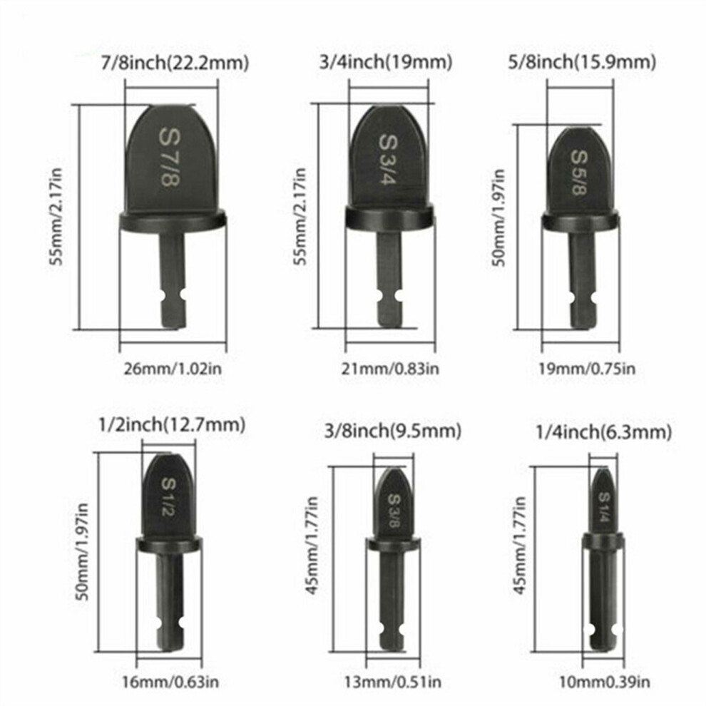 6Pcs Tube Expanders Air Conditioner Copper Tube Expander Swaging Tool Drill Bit Flaring Tool 8401322637875