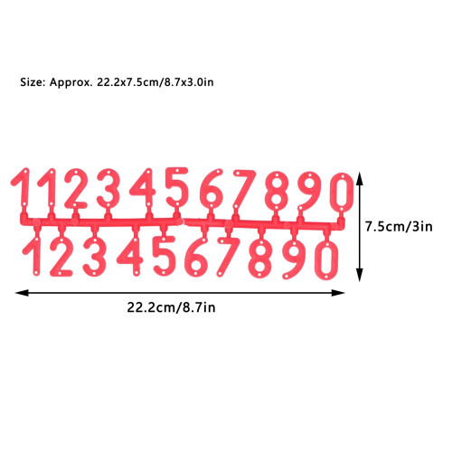 Confezione da 10 etichette numeriche in plastica rosse 22,2 x 7,5 cm Beehive 2