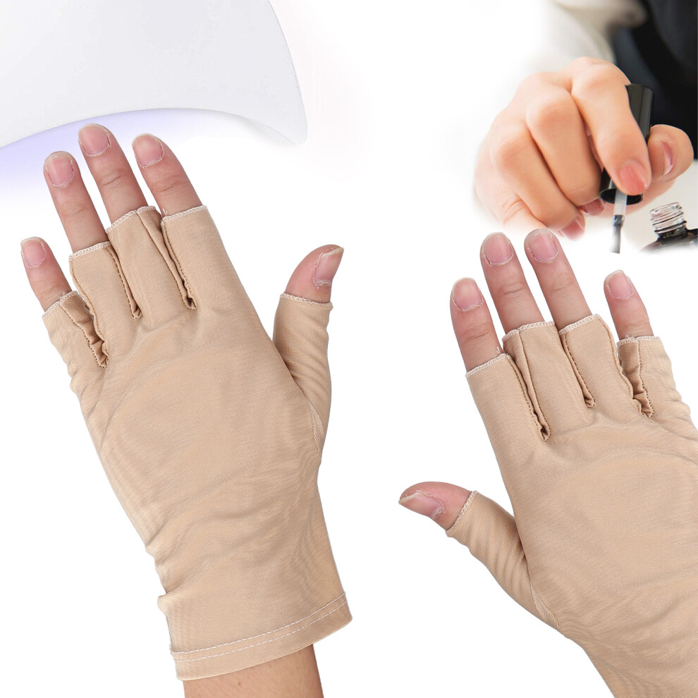 Professional Fiber Cotton Nail Art Gloves Half Finger Gel Nail Lamp Gloves Manicure Tool
