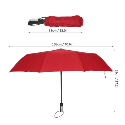 TenBones Ombrello a scheletro da 10 elementi 33cm pieghevole burgundy 2