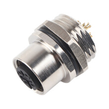 Connecteur femelle M12-B-S5 pour panneau, 4 A, 16,1 13,5 mm, nickel