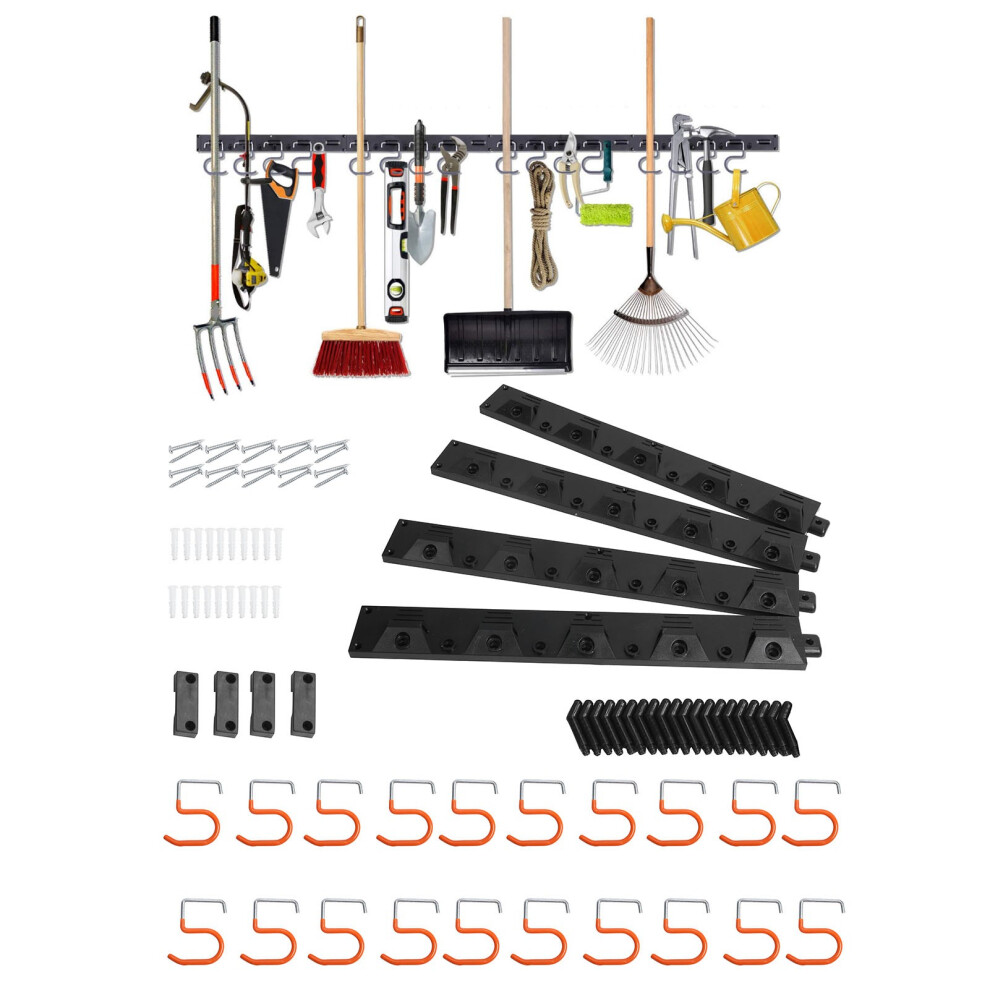 64in Garage Storage System WallMounted Garage Organizer Garden Tool Organizer Hanger for Home