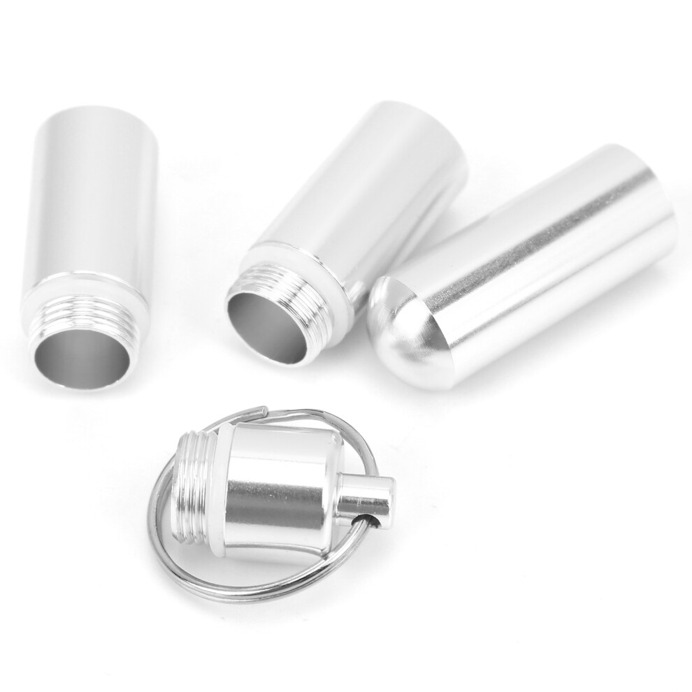 Pill Box Aluminum Alloy Waterproof Keychain Pill Holder Organizer for Outdoor Travel