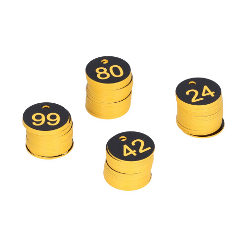 100 pezzi etichette rotonde per arnie 3,5 cm nero/giallo foro 2