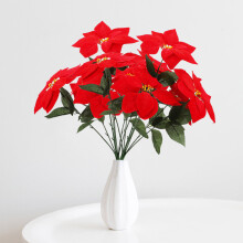 Poinsettia artificiale 50x10cm fiore in plastica rosso
