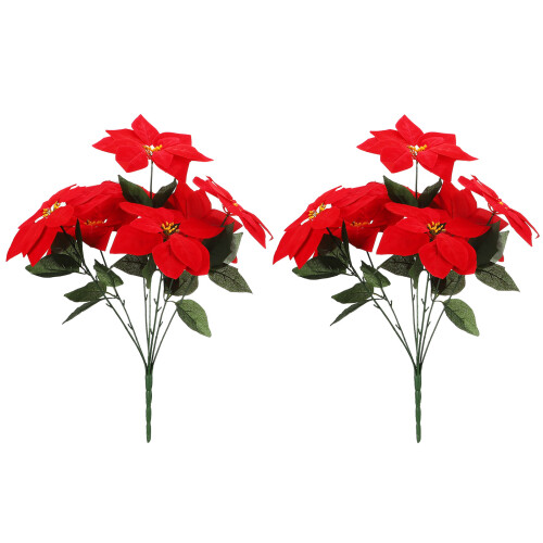 Poinsettia artificiale 50x10cm fiore in plastica rosso 2