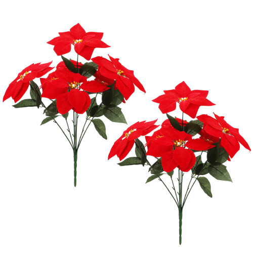 Poinsettia artificiale 50x10cm fiore in plastica rosso 1