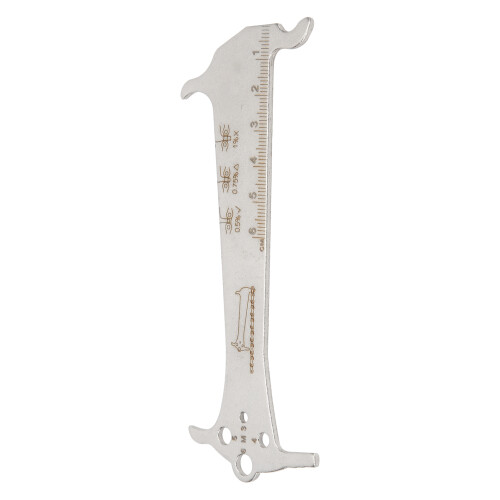 Righello per catena da mountain bike, 3-in-1, 131x54mm, argento