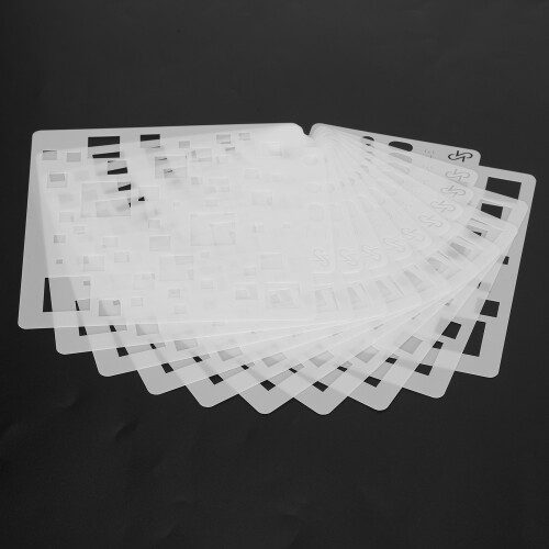 10 pezzi stencil per mandala, trasparenti, 14  12,8 cm 2