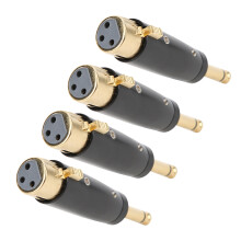 LZ1167G 4 pièces d'adaptateur XLR 6,35 mm 94x16 mm Noir-Or