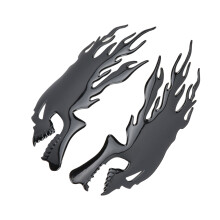 2 pezzi 150x65mm 3D teschio fiammeggiante adesivo per serbatoio nero