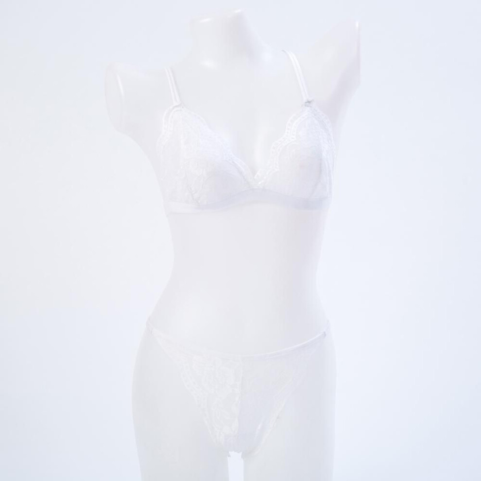 (white, M) Artdewred Bralette Wire Free Bra Set Thin Triangle Cups Bra And Panty Set Lingerie Underwear Women