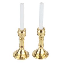 1 paire de bougeoirs dorés pour maison de poupée à l'échelle 1:12, 4 cm