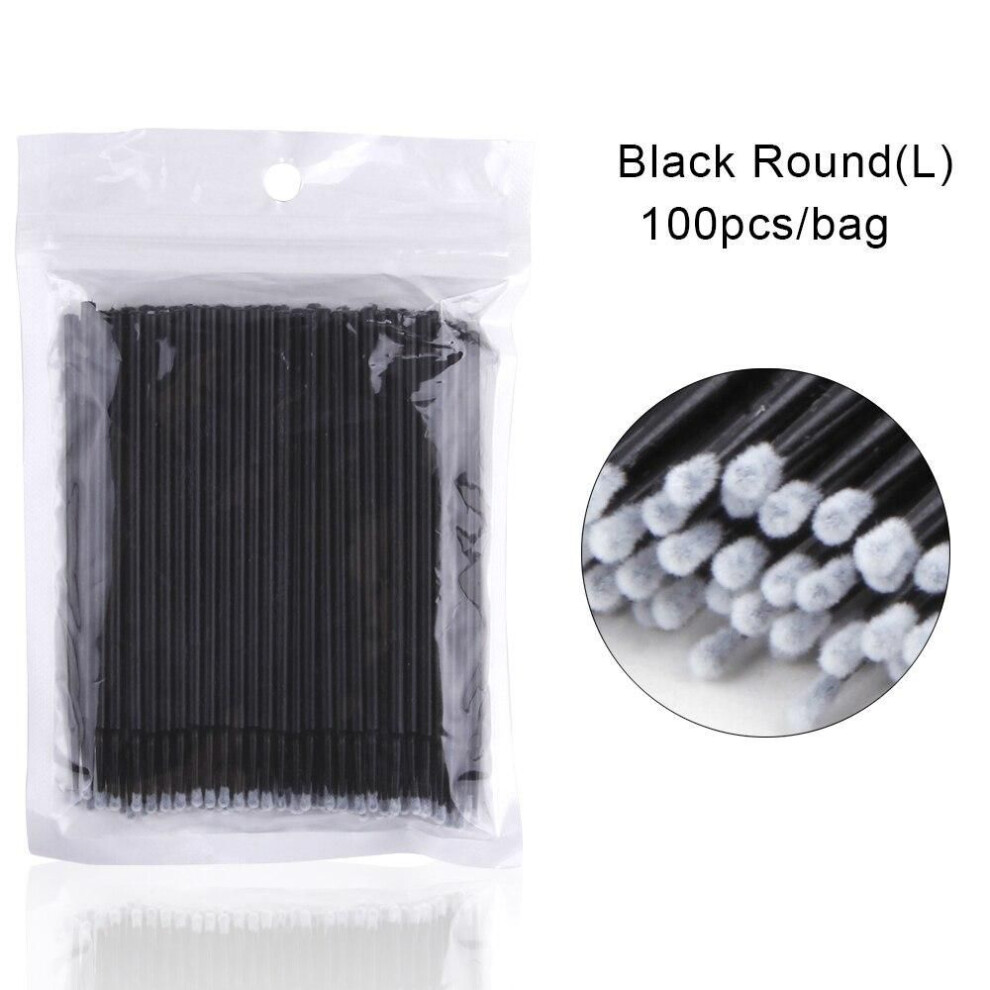 (black, 100pcs) 100pcs/bag Disposable Microbrush Eyelash Extension Individual Lash Removing Swab Micro Brush Glue Clean Makeup Applicator Tools