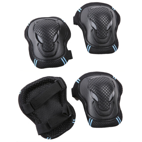 6 pezzi set di protezioni per ginocchia/gomiti/polsi, nero, S/M/L 2