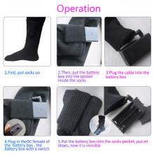 Chaussettes chauffantes rechargeables noires 3x AAA 310-330 mm