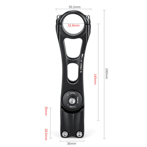 Potence réglable 140/160/190 mm noir aluminium 85